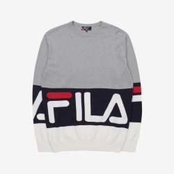 Fila Logo Sweater Férfi T-shirt Szürke | HU-84716